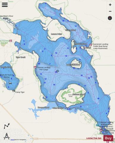 LAKE KISSIMMEE depth contour Map - i-Boating App - Streets