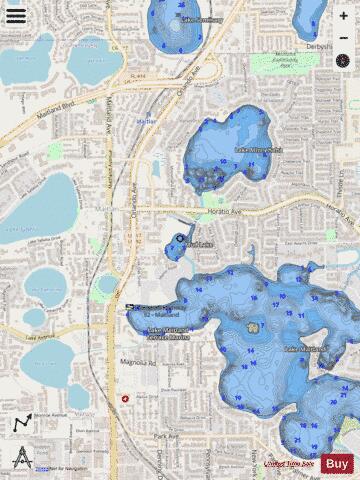 MUD LAKE depth contour Map - i-Boating App - Streets