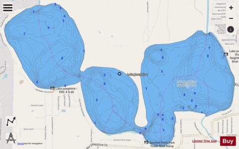 Josephine depth contour Map - i-Boating App - Streets
