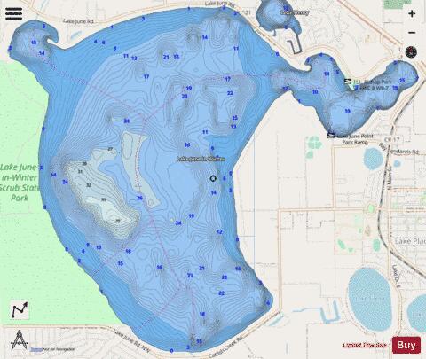 June depth contour Map - i-Boating App - Streets