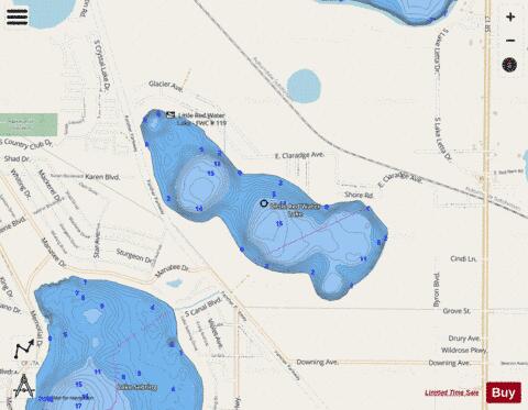Littleredwater depth contour Map - i-Boating App - Streets