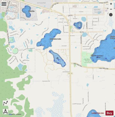 Horseshoe South Lake depth contour Map - i-Boating App - Streets