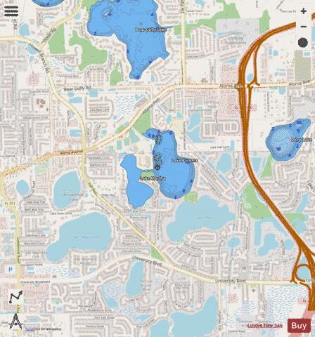 Lake Burkett depth contour Map - i-Boating App - Streets