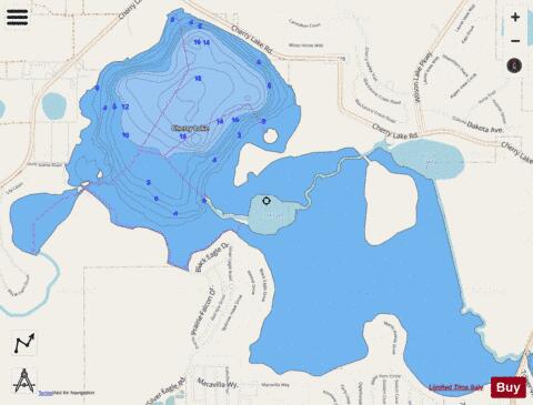 Cherry Lake depth contour Map - i-Boating App - Streets
