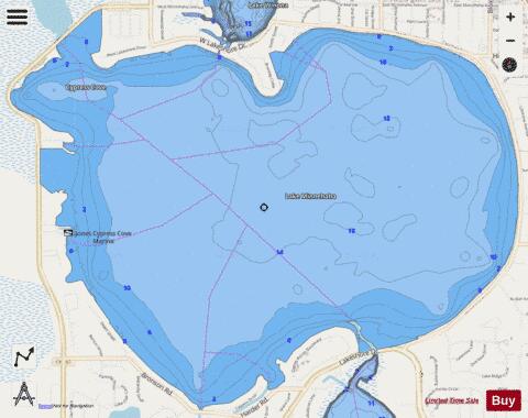 Lake Minnehaha depth contour Map - i-Boating App - Streets