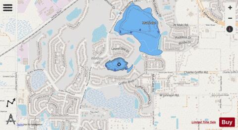 Hammock Lake depth contour Map - i-Boating App - Streets