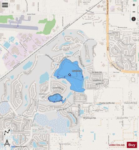 Walden Lake depth contour Map - i-Boating App - Streets