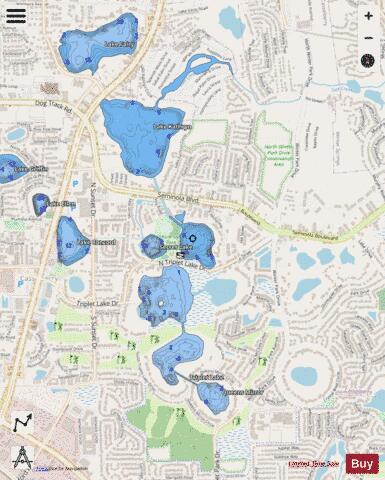Triplet Lake depth contour Map - i-Boating App - Streets