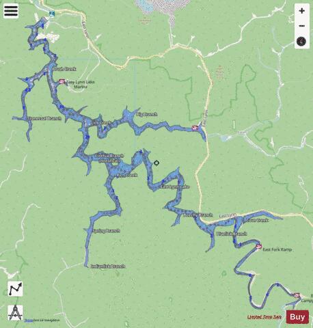 East Lynn Lake depth contour Map - i-Boating App - Streets