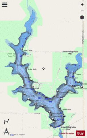 Green Valley Lake depth contour Map - i-Boating App - Streets
