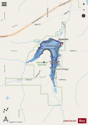 Lake Keomah depth contour Map - i-Boating App - Streets