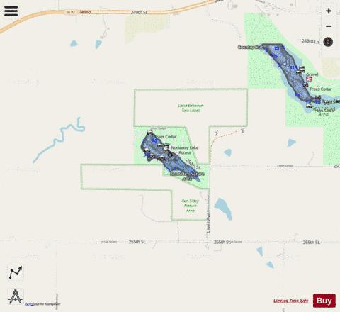 Nodaway Lake depth contour Map - i-Boating App - Streets