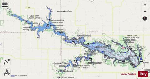 Rathbun Lake depth contour Map - i-Boating App - Streets