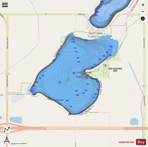 South Twin Lake depth contour Map - i-Boating App - Streets