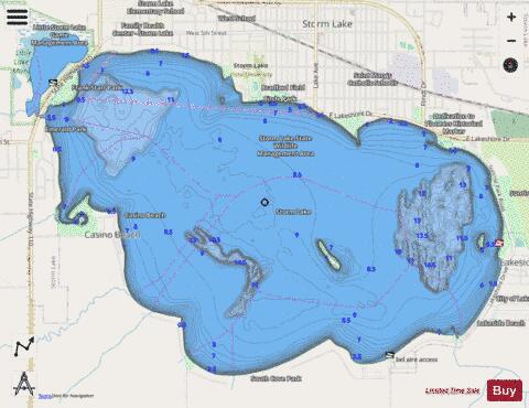 Storm Lake depth contour Map - i-Boating App - Streets