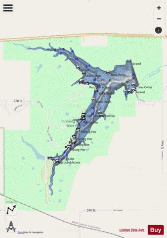Viking Lake depth contour Map - i-Boating App - Streets