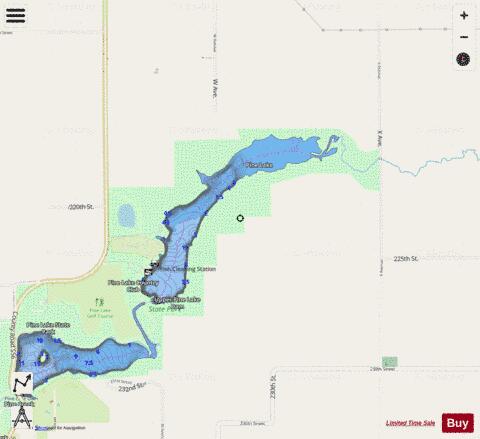 Upper Pine Lake depth contour Map - i-Boating App - Streets