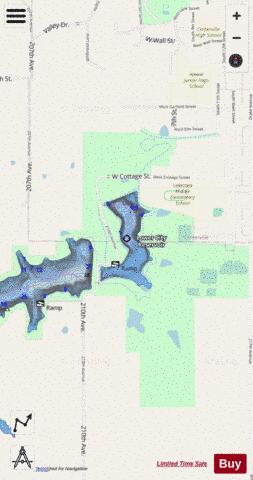 Lower City Reservoir depth contour Map - i-Boating App - Streets