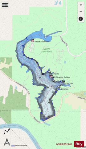 Geode Lake depth contour Map - i-Boating App - Streets