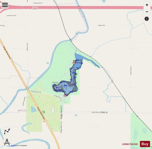 Briggs Woods Co Park depth contour Map - i-Boating App - Streets