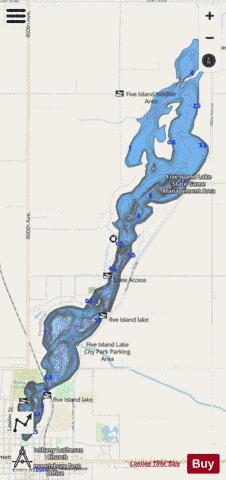 Five Island Lake Park depth contour Map - i-Boating App - Streets