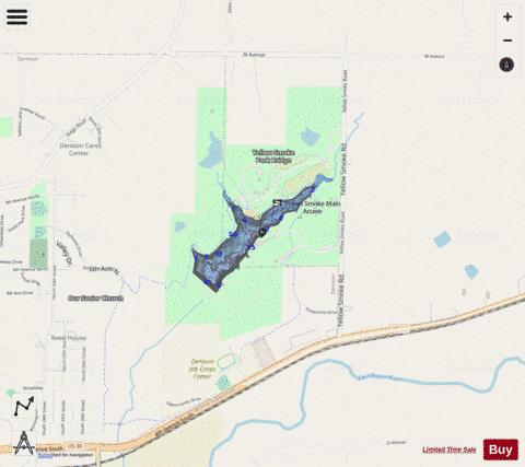 Yellow Smoke Lake depth contour Map - i-Boating App - Streets
