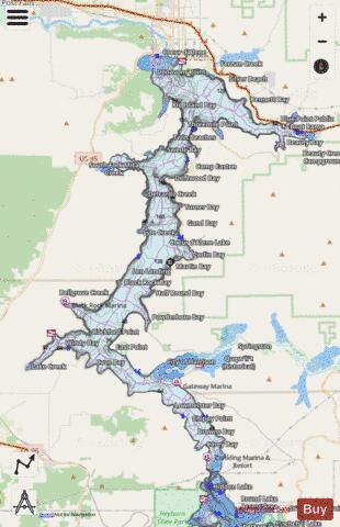Coeur d'Alene Lake depth contour Map - i-Boating App - Streets