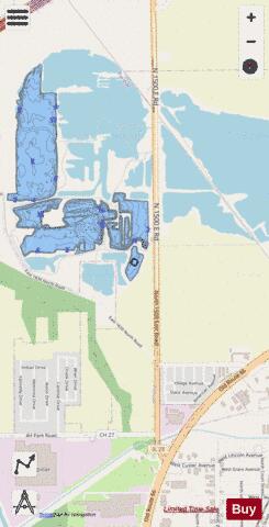 Pontiac Reservoir 1 depth contour Map - i-Boating App - Streets