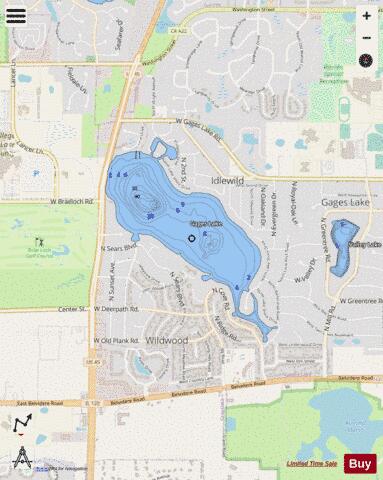 Gages depth contour Map - i-Boating App - Streets