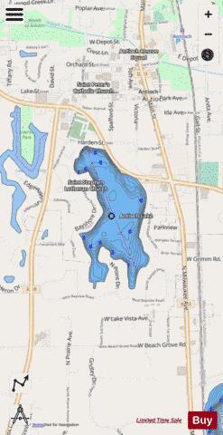 Lake Antioch depth contour Map - i-Boating App - Streets