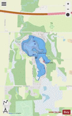 Cedar Lake LaGrange County depth contour Map - i-Boating App - Streets