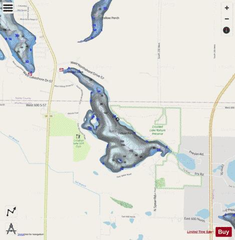 CROOKED LAKE depth contour Map - i-Boating App - Streets