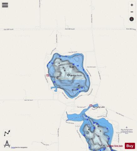 Pretty Lake - LaGrange Co depth contour Map - i-Boating App - Streets