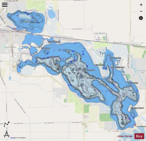 Lake Wawasee / Syracuse depth contour Map - i-Boating App - Streets