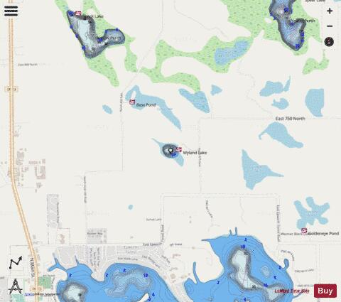 Wyland Lake depth contour Map - i-Boating App - Streets