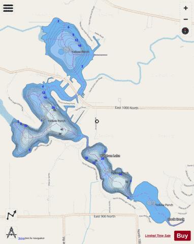 Waldron Lake, Steinbarger lake, Jones lake depth contour Map - i-Boating App - Streets