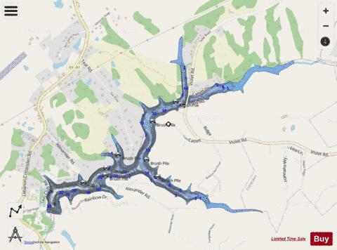 Bullock Pen Lake depth contour Map - i-Boating App - Streets