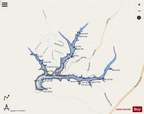 Elmer Davis Lake depth contour Map - i-Boating App - Streets
