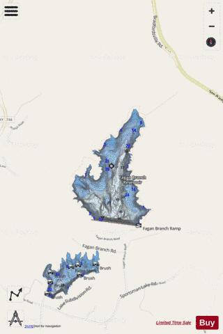Fagan Branch Lake depth contour Map - i-Boating App - Streets