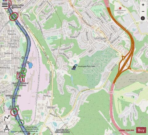 Southgate Park depth contour Map - i-Boating App - Streets