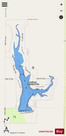 Anthony City Lake depth contour Map - i-Boating App - Streets