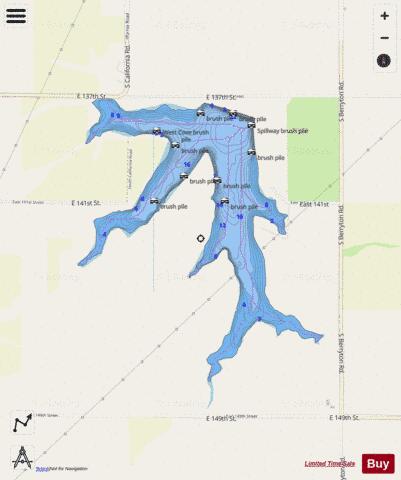 Carbondale Lake depth contour Map - i-Boating App - Streets