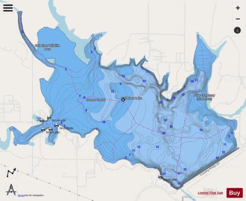 Fall River Reservoir depth contour Map - i-Boating App - Streets