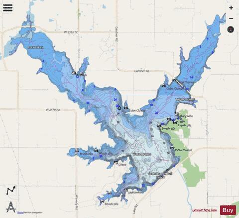 Hillsdale Reservoir depth contour Map - i-Boating App - Streets