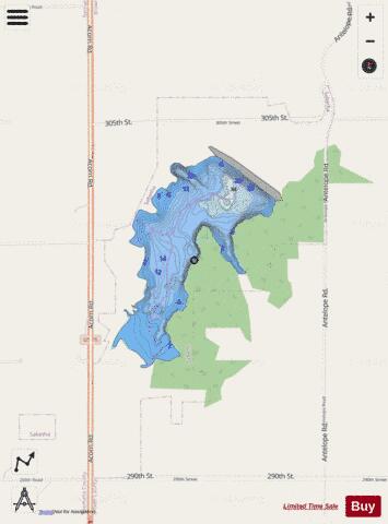 Sabetha Pony Creek Lake depth contour Map - i-Boating App - Streets