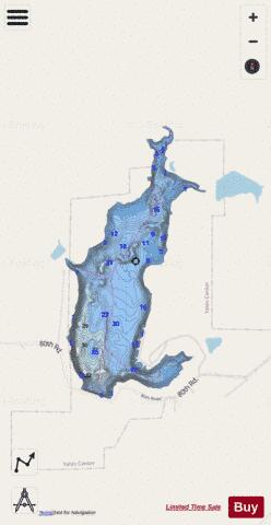 Yates Center New Reservoir depth contour Map - i-Boating App - Streets