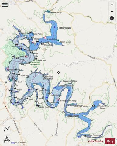 Green River Lake depth contour Map - i-Boating App - Streets