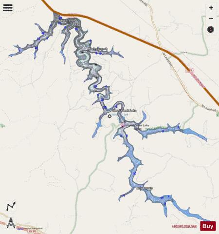 Wood Creek Lake depth contour Map - i-Boating App - Streets