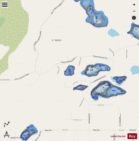 Freds Lake depth contour Map - i-Boating App - Streets