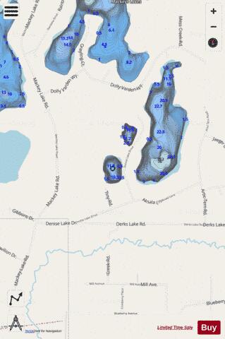Tiny Lake depth contour Map - i-Boating App - Streets